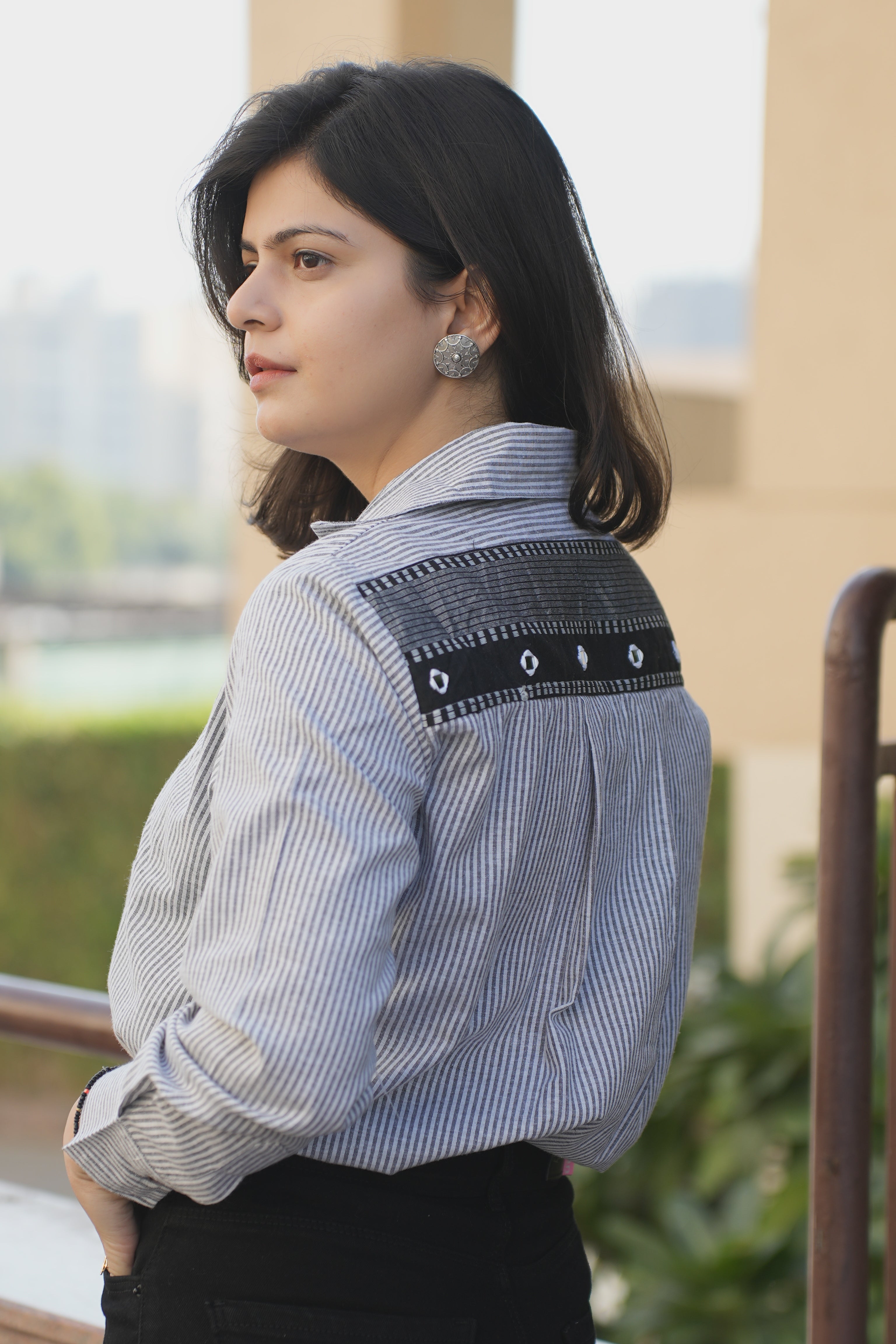 Mirror Embroidery Yoke Design Shirts