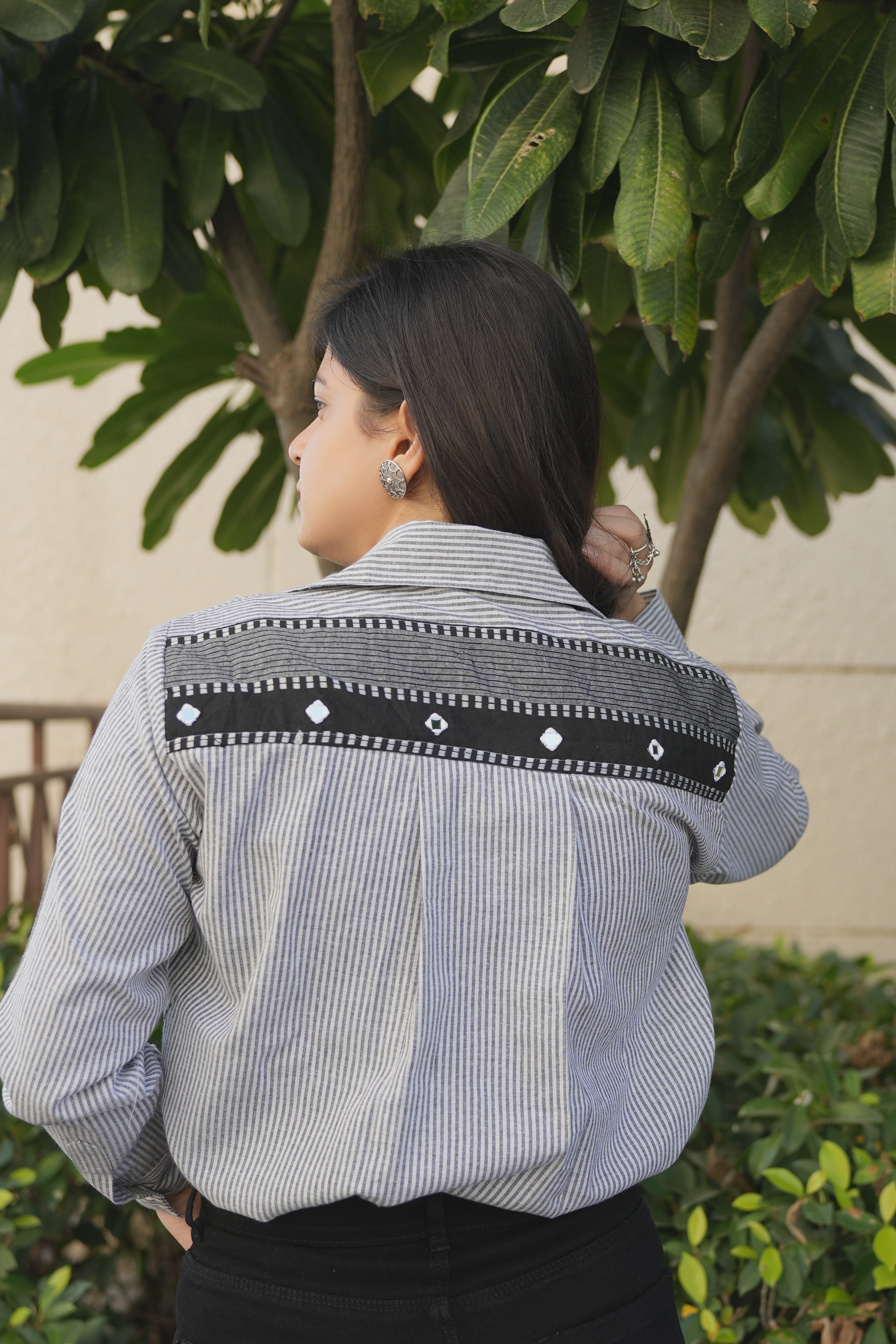 Mirror Embroidery Yoke Design Shirts