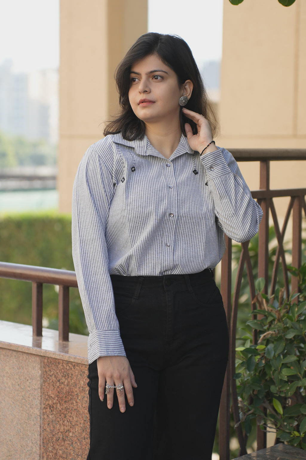 Mirror Embroidery Yoke Design Shirts