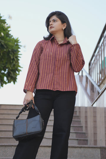 Sunset Strip with Sequence Details Fancy Shirt