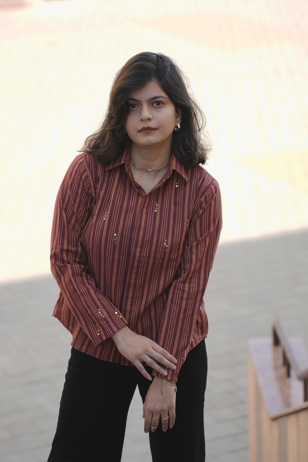 Sunset strip with sequence details fancy shirt