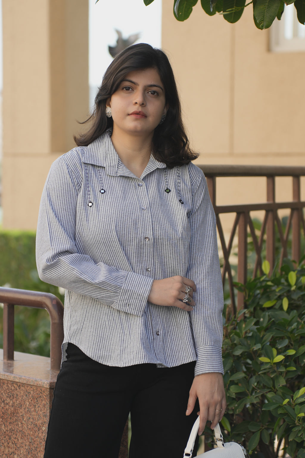 Mirror Embroidery Yoke Design Shirts