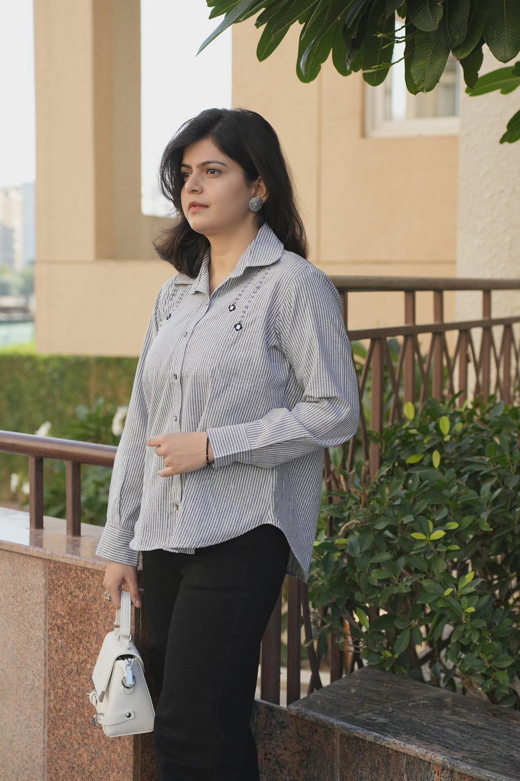 Mirror Embroidery Yoke Design Shirts