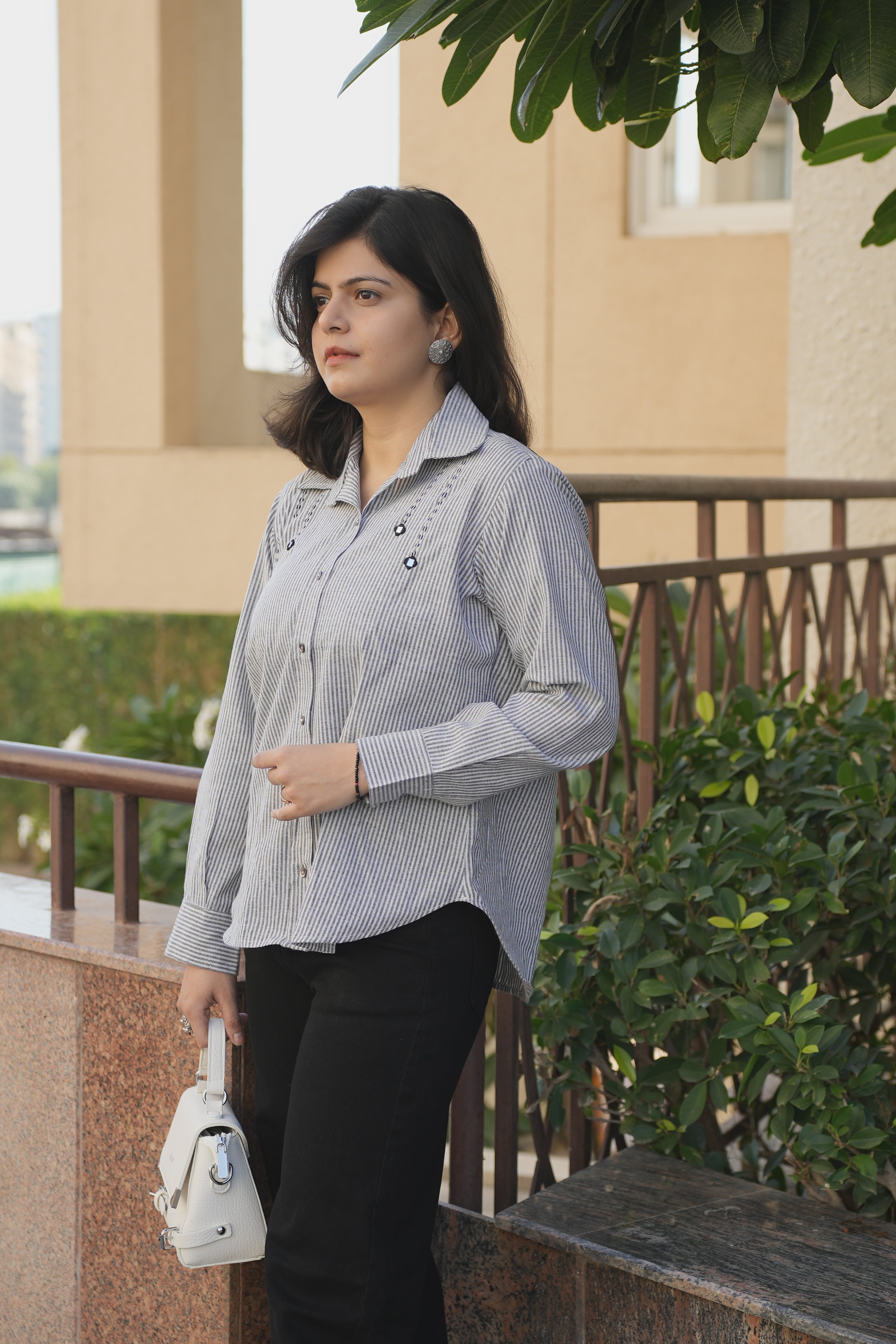 Mirror Embroidery Yoke Design Shirts