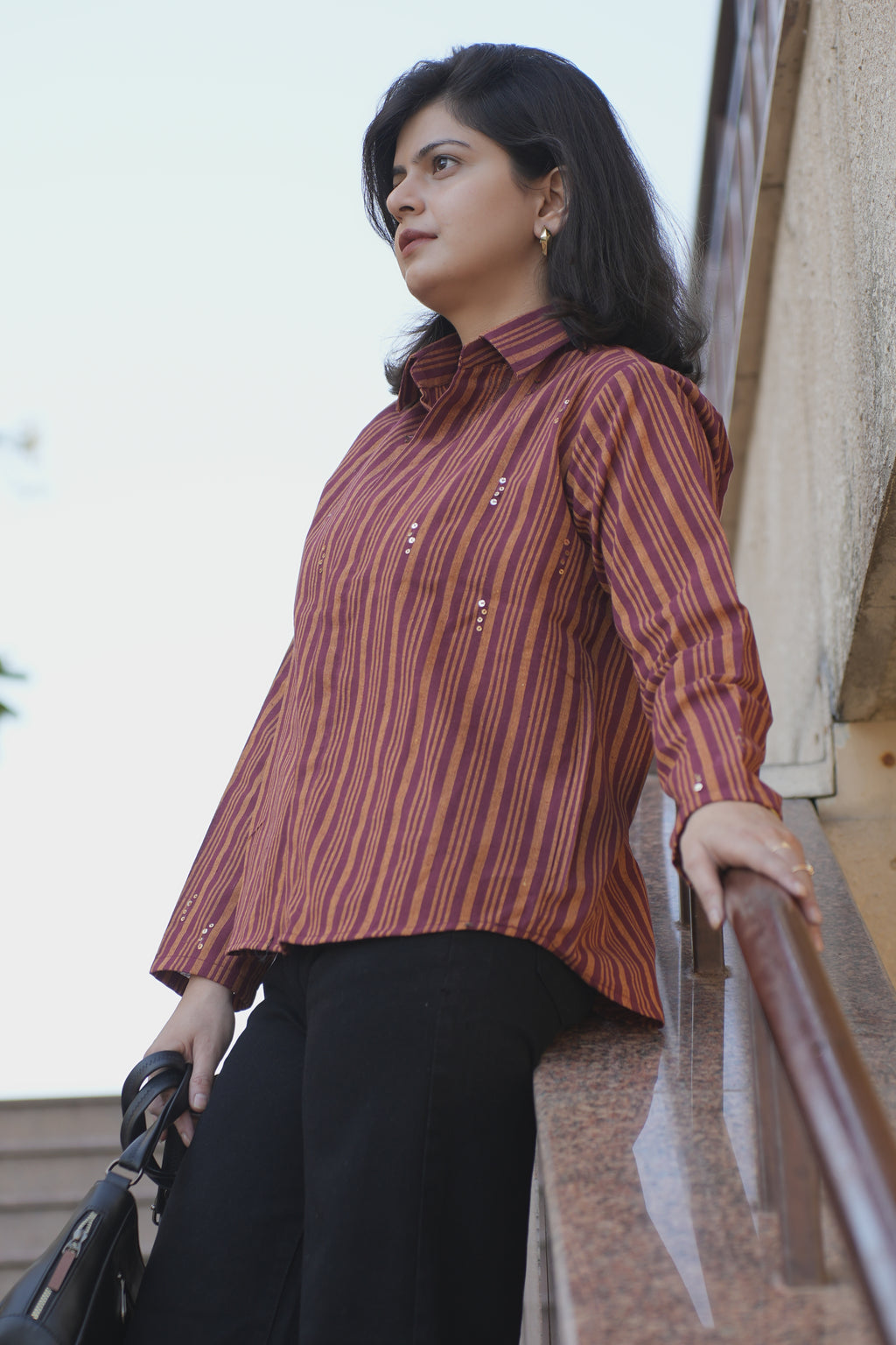 Sunset strip with sequence details fancy shirt