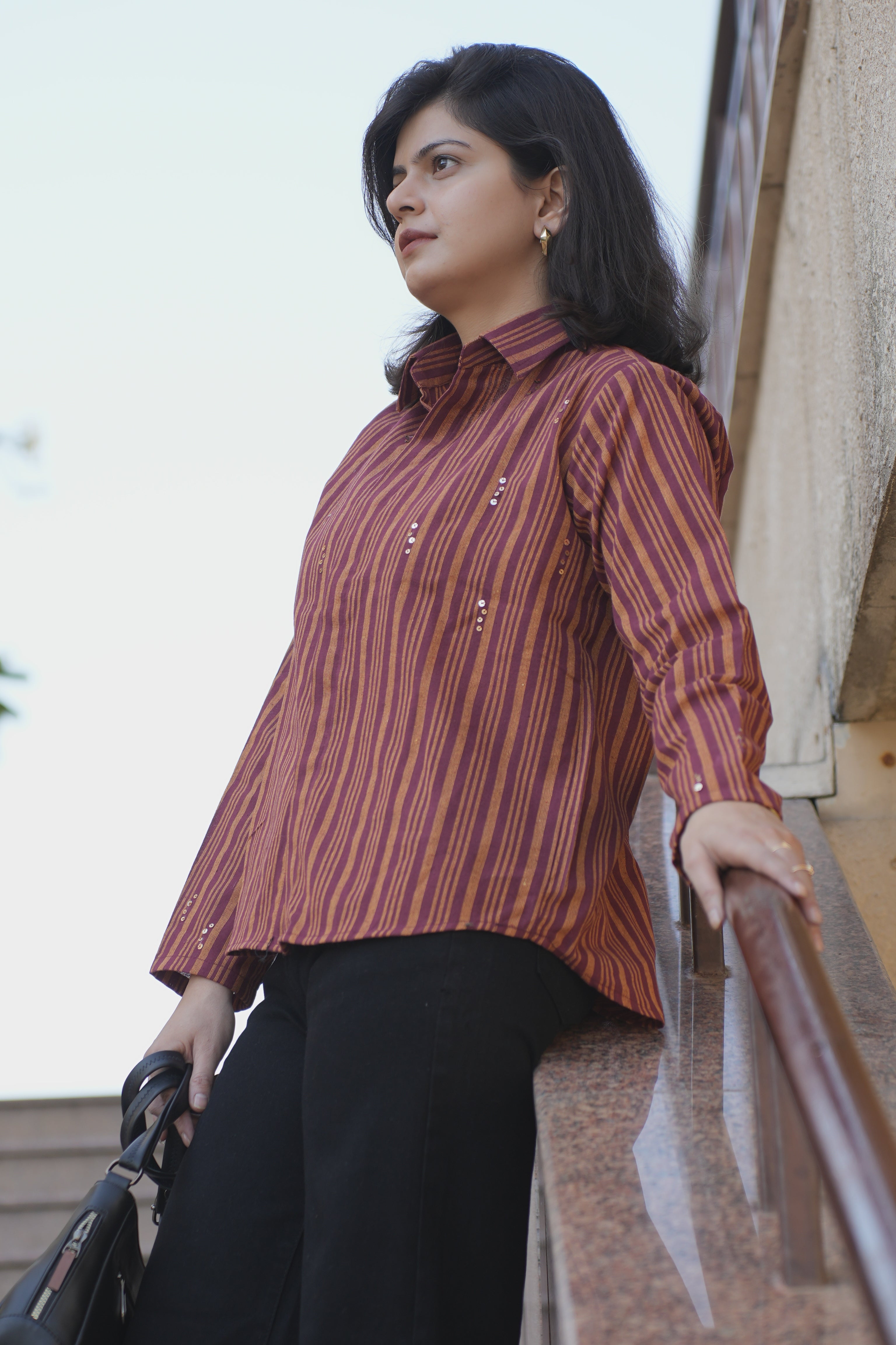 Sunset strip with sequence details fancy shirt