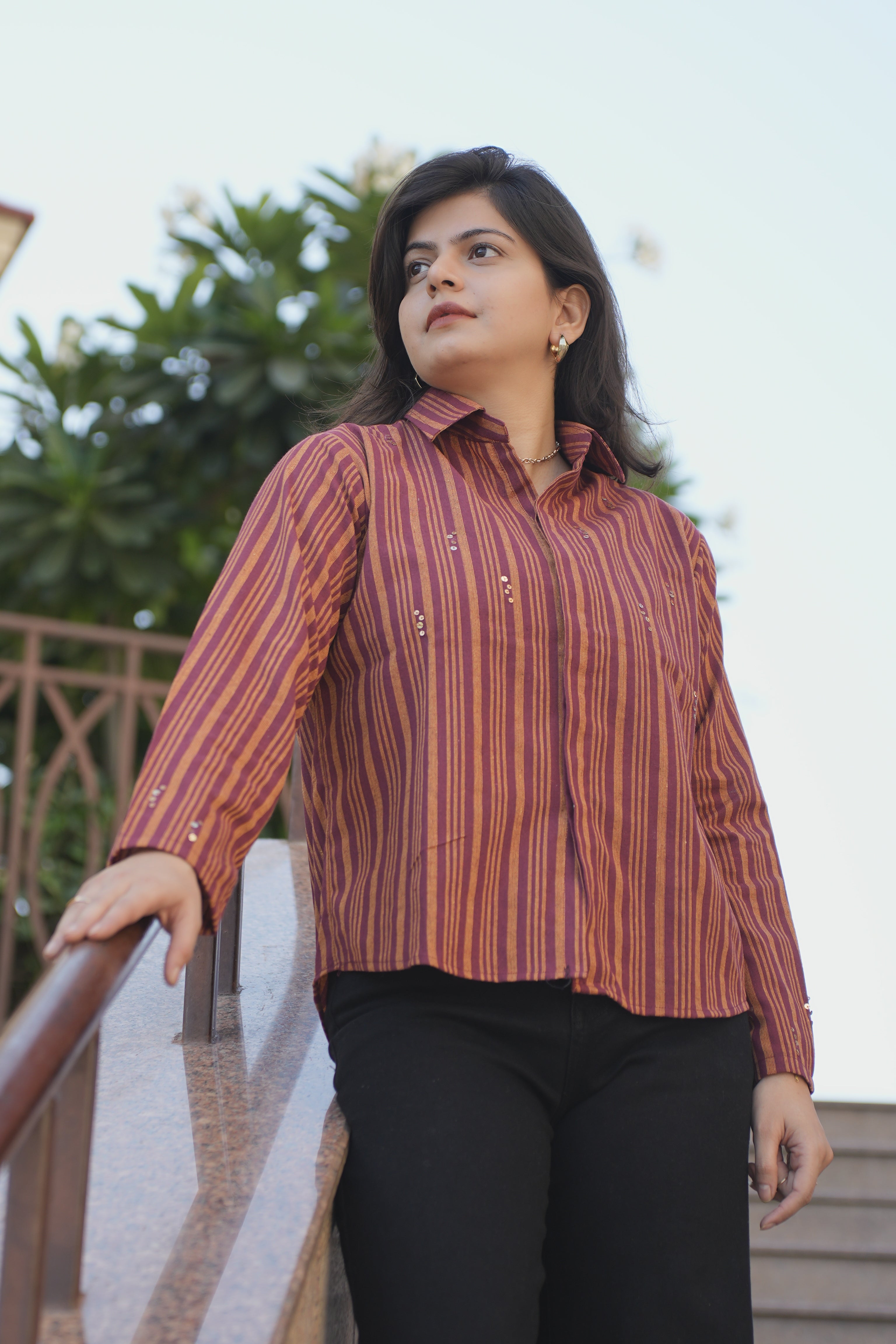 Sunset strip with sequence details fancy shirt