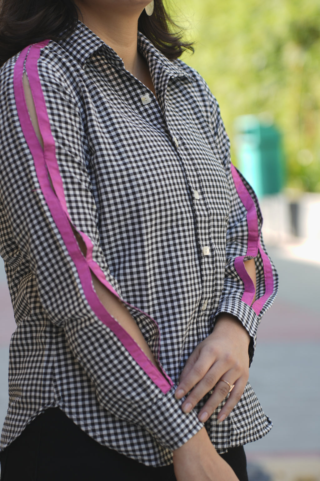 Check Shirt with Pink stripped Details