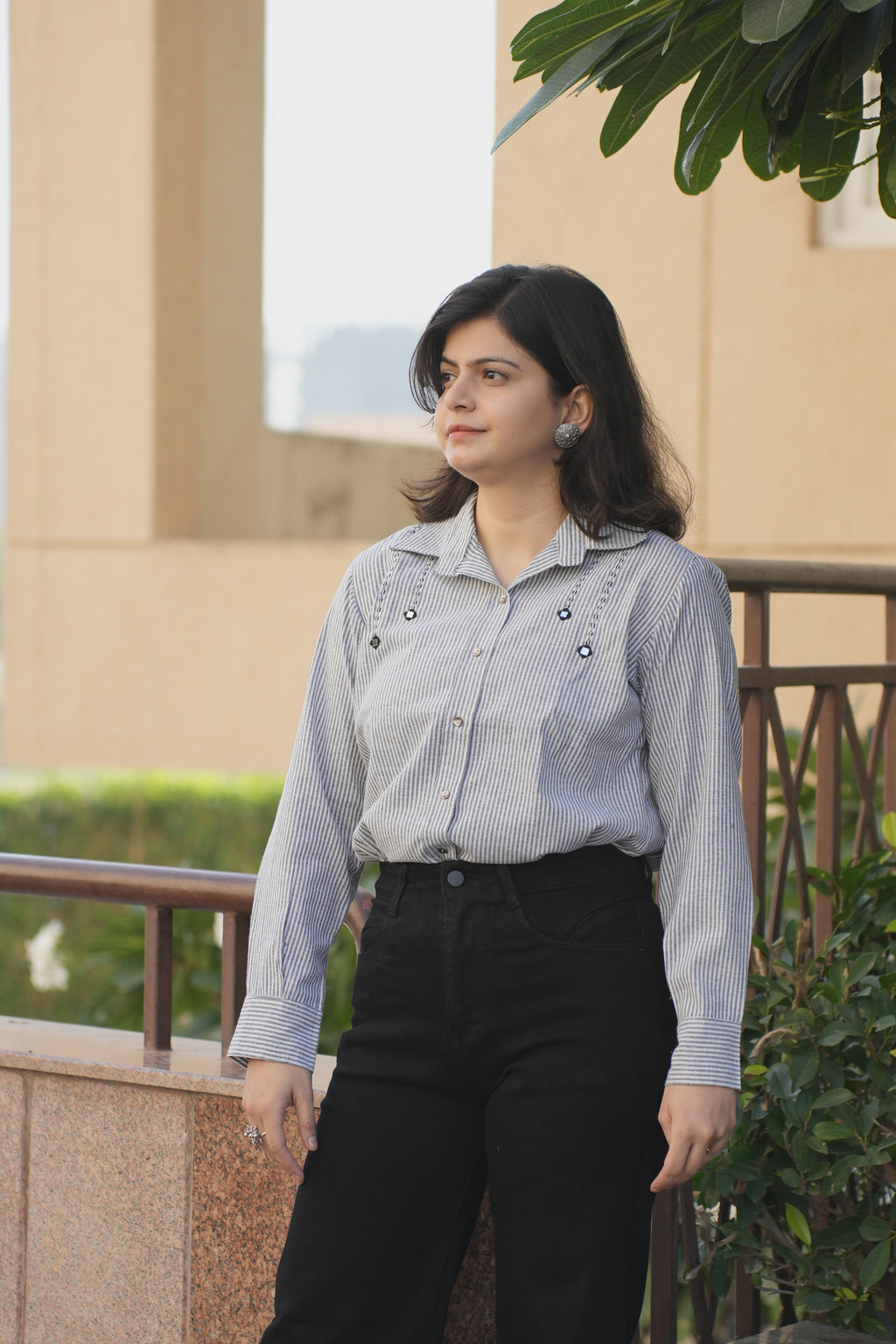 Mirror Embroidery Yoke Design Shirts