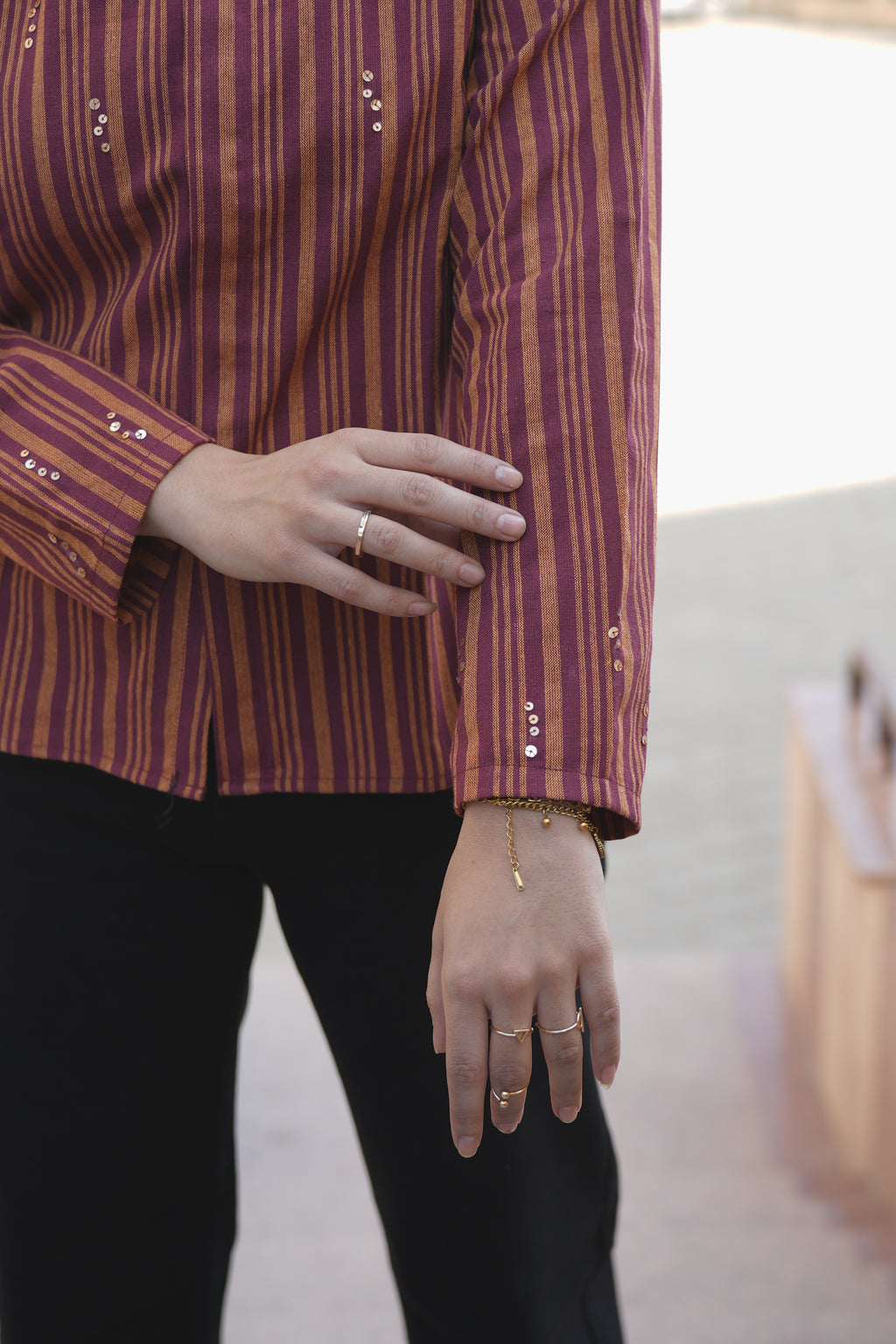 Sunset strip with sequence details fancy shirt